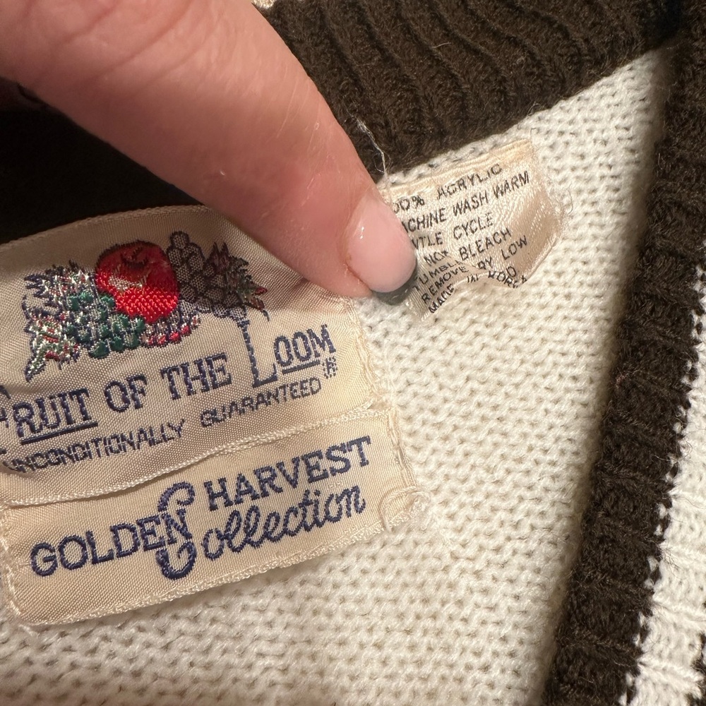 Vintage rare unisex fruit of  loom golden harvest collection sweater tennis puf - Picture 6 of 12